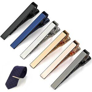 Mens tie clip set 6 pack assorted colors business wedding gift box included